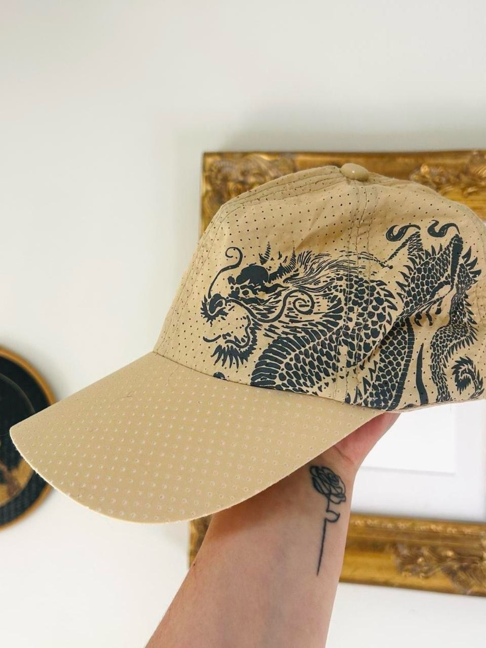 Yellow Dragon Tattoo Print Baseball Cap
